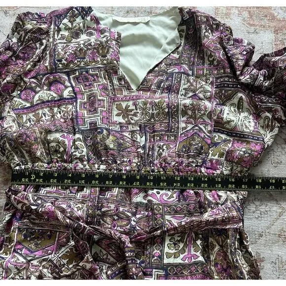 Marie Oliver Preston Mini Dress In Emerald Tile Long Sleeve Waist Belt Size XL - Picture 6 of 9